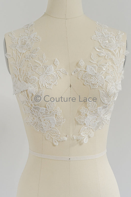 Perlen Braut Aufnäher / Perlen Blumen Applikation / Hochzeitskleid Spitze Applikation / Blatt Applikation// A23-230