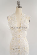 Off-white lace trim/ soft embroidered lace trim/ elegant lace border/ veil lace/ lace border // T23-044