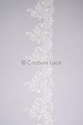 Off-white lace trim/ soft embroidered lace trim/ elegant lace border/ veil lace/ lace border // T23-044