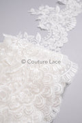 Off-white lace trim/ soft embroidered lace trim/ elegant lace border/ veil lace/ lace border // T23-044