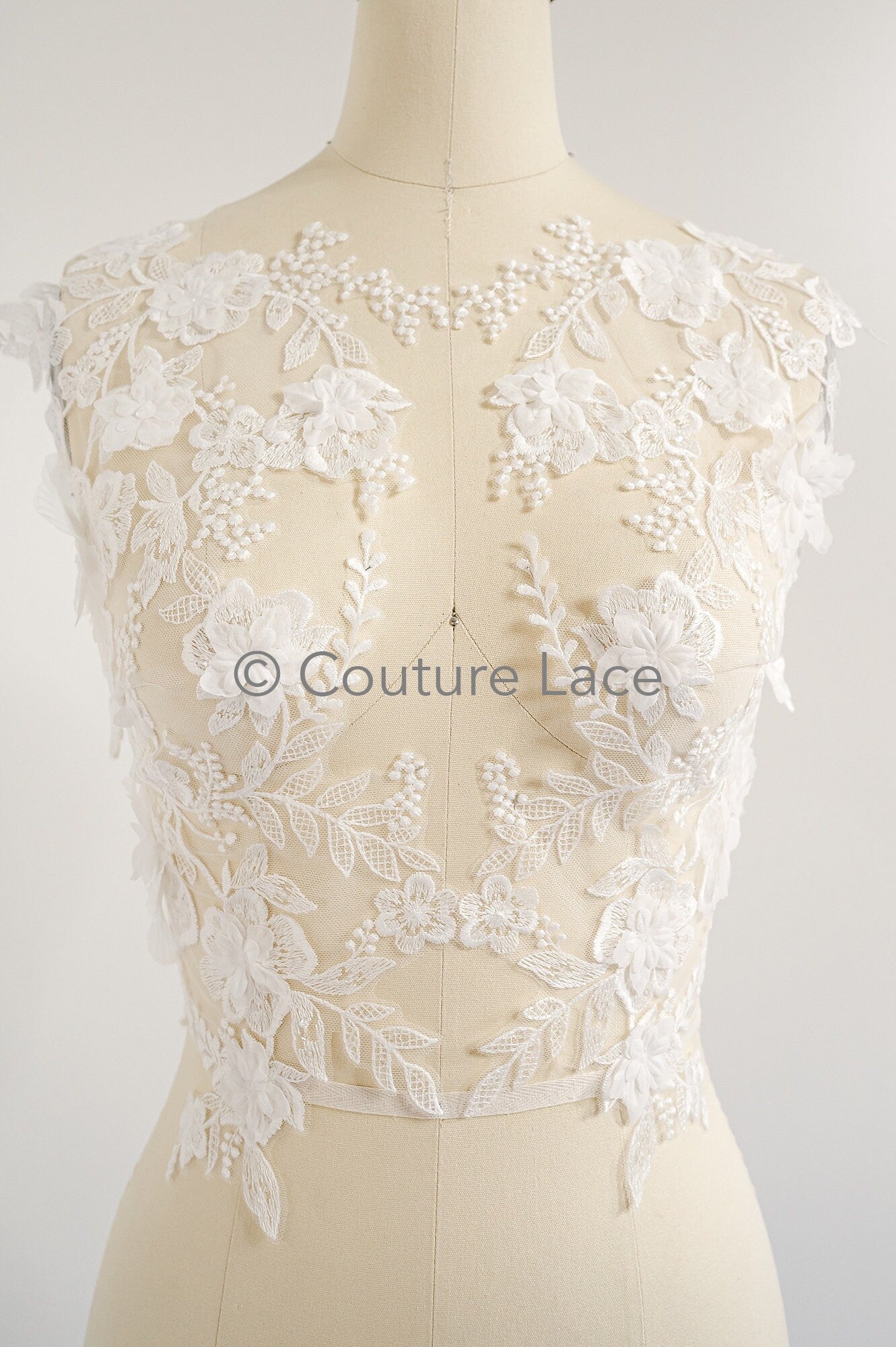 Hochzeit Kleid Spitze Applikation / Perlen Braut Aufnäher / 3D Blumen Applikation / Braut Applikation / A23-347