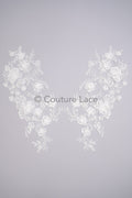 Hochzeit Kleid Spitze Applikation / Perlen Braut Aufnäher / 3D Blumen Applikation / Braut Applikation / A23-347