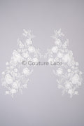 Hochzeit Kleid Spitze Applikation / Perlen Braut Aufnäher / 3D Blumen Applikation / Braut Applikation / A23-347