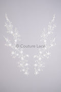 Hochzeit Kleid Spitze Applikation / Perlen Braut Aufnäher / 3D Perlen Blumen Applikation / Braut Blatt Applikation / A23-348