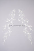 Hochzeit Kleid Spitze Applikation / Perlen Braut Aufnäher / 3D Perlen Blumen Applikation / Braut Blatt Applikation / A23-348