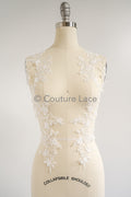 Hochzeit Kleid Spitze Applikation / Perlen Braut Aufnäher / 3D Perlen Blumen Applikation / Braut Blatt Applikation / A23-348
