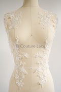 Hochzeit Kleid Spitze Applikation / Perlen Braut Aufnäher / 3D Perlen Blumen Applikation / Braut Blatt Applikation / A23-348