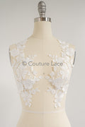3D Blumen Applikation / Blumen Spitze Hochzeit Aufnäher / romantisches Kleid Spitze Applikation / Braut Blatt Applikation // A23-364