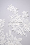 3D Blumen Applikation mit Kette/ Blumen Spitze Hochzeit Applikation/ romantisches Kleid Applikationen/ Blatt Applikationen// A23-366