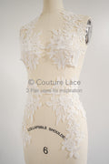 3D Blumen Applikation mit Kette/ Blumen Spitze Hochzeit Applikation/ romantisches Kleid Applikationen/ Blatt Applikationen// A23-366