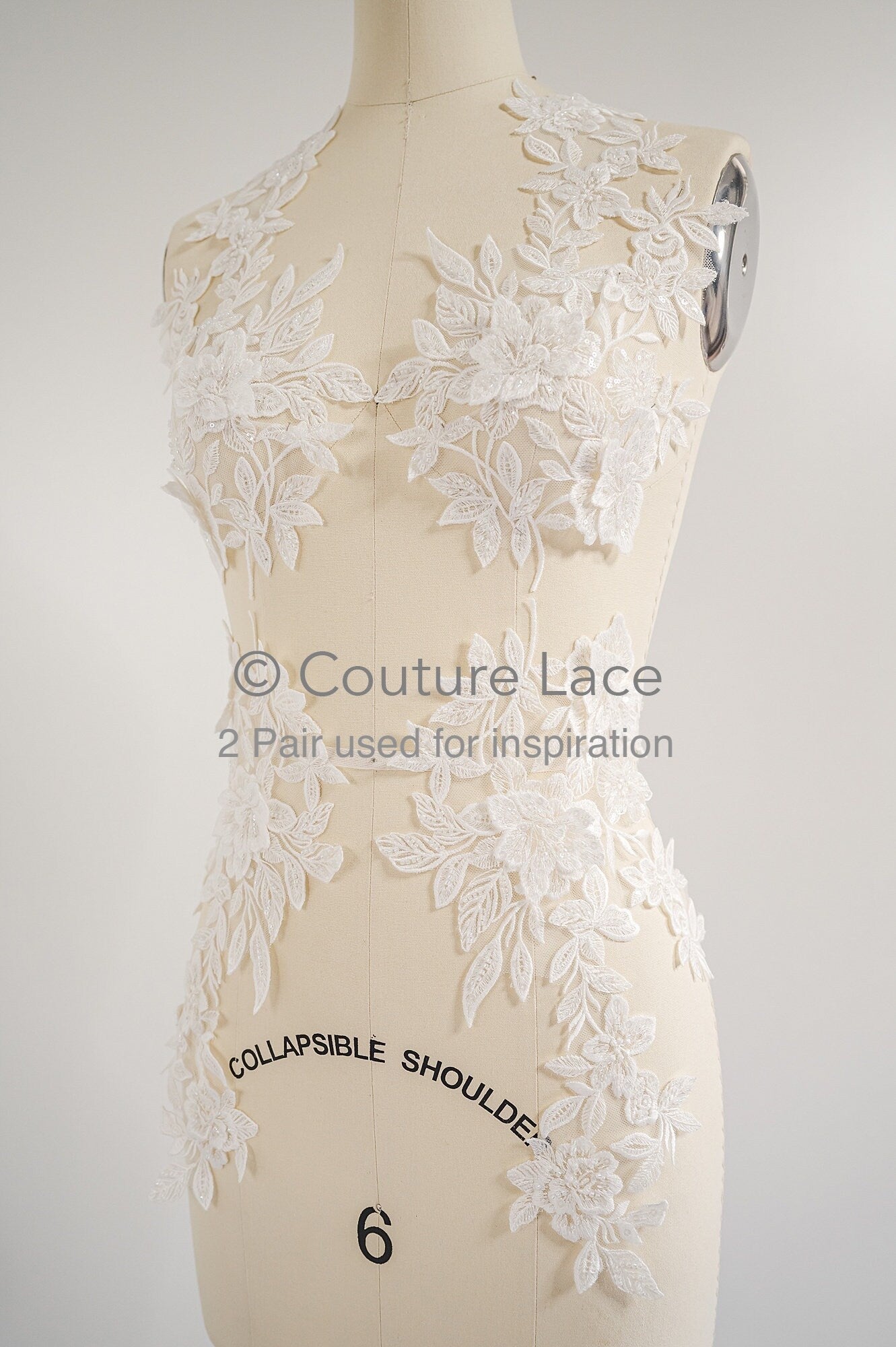 3D Blumen Applikation mit Kette/ Blumen Spitze Hochzeit Applikation/ romantisches Kleid Applikationen/ Blatt Applikationen// A23-366