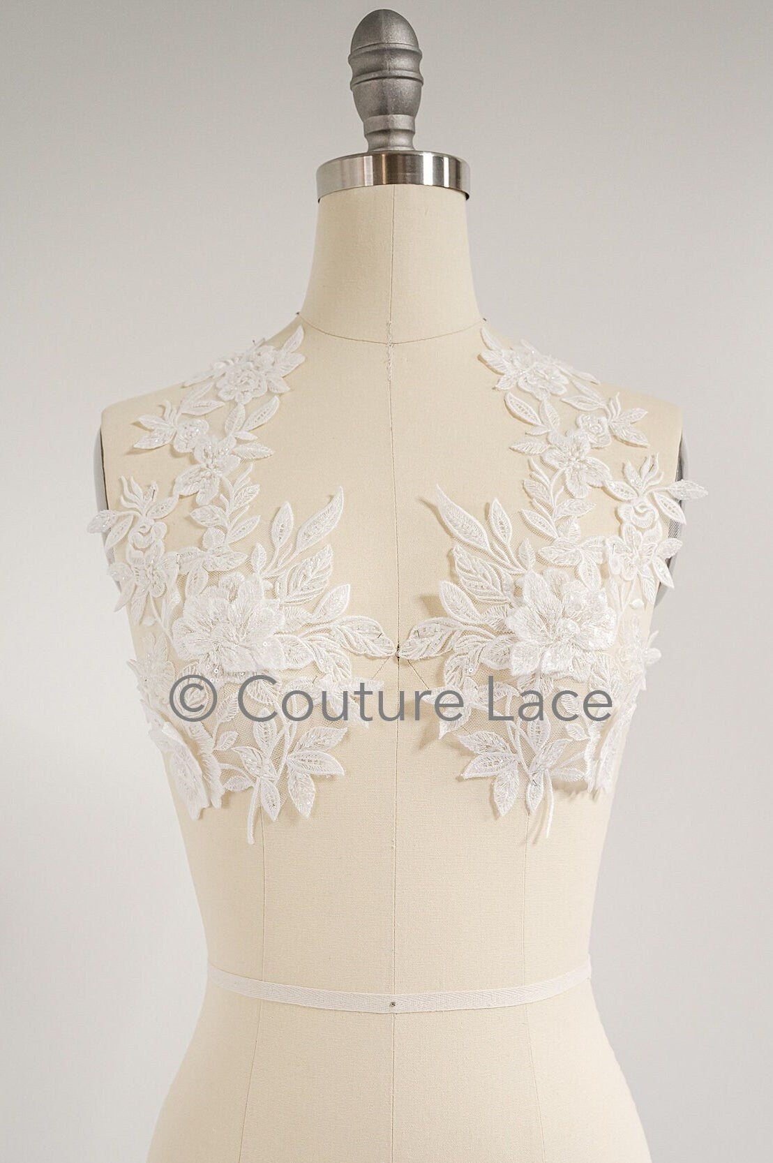 3D Blumen Applikation mit Kette/ Blumen Spitze Hochzeit Applikation/ romantisches Kleid Applikationen/ Blatt Applikationen// A23-366
