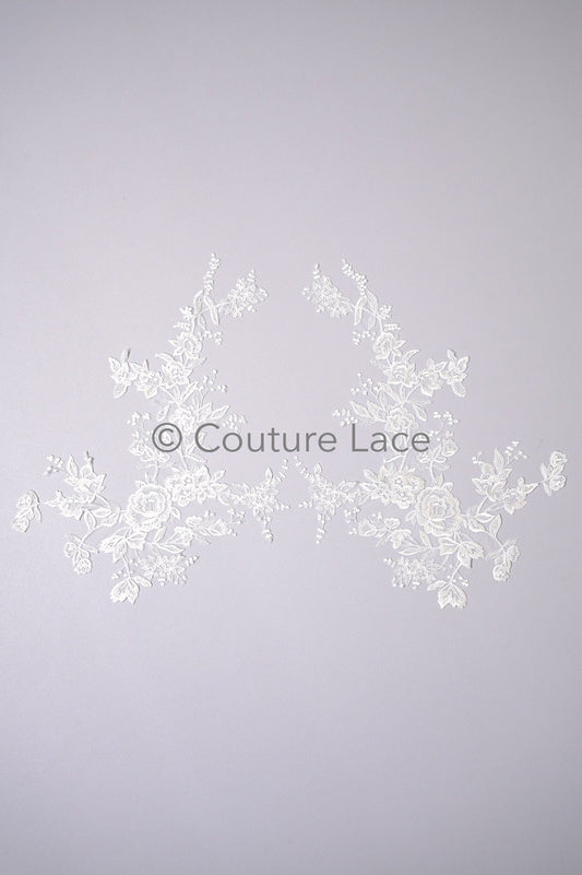 Hochzeit Blumen Applikation/ Blumen Spitzen Applikation/ romantisches Kleid Applikationen/ Blatt Applikationen/ A23-349