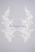 3D Blumen Applikation / Blumen Spitze Hochzeit Aufnäher / romantisches Kleid Spitze Applikation / Braut Blatt Applikation // A23-364