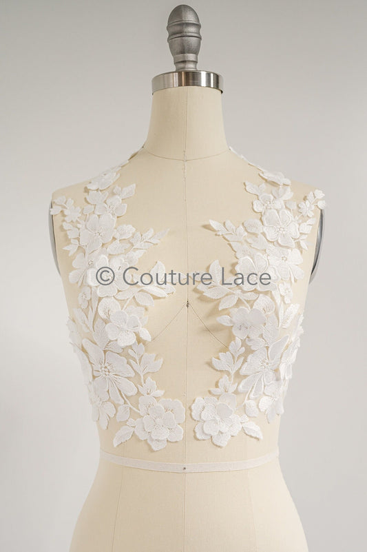 3D Blumen Applikationen/ Blumen Spitze Hochzeit Applikationen/ romantisches Kleid Applikationen/ Blatt Applikationen// A23-365