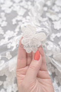 3D Blumen Spitzenstoff/ Braut Spitzenstoff/ romantischer Blumen Spitzenstoff mit 3D Blumen/ Hochzeit Spitzenstoff// L23-634