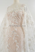 3D Blumen Perlen Spitzen Stoff/ Couture Spitzenstoff mit Perlen/ Braut Spitzenstoff/ Brautspitze// L23-638
