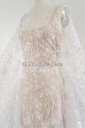 floral bridal lace / bridal lace material / offwhite bridal lace / floral wedding lace / couture lace / / L23-639
