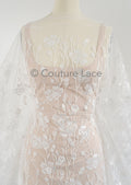 floral bridal lace / bridal lace material / offwhite bridal lace / floral wedding lace / couture lace / / L23-639