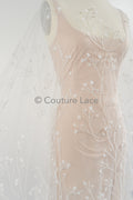 3D Blumen Perlen Spitze Stoff/ Couture Spitzen Stoff mit Perlen/ Braut Spitzen Stoff/ Perlen Perlen Spitze// L23-640