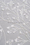 3D Blumen Perlen Spitze Stoff/ Couture Spitzen Stoff mit Perlen/ Braut Spitzen Stoff/ Perlen Perlen Spitze// L23-640
