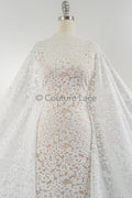 französische Chantilly Spitze/ Braut Spitze/ Raschel Spitze/ Off-White Boho Brautspitze/ französische florale Spitze// L23-645