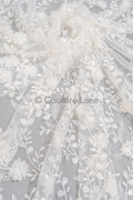 3D Blumen Perlen Spitze Stoff/ Couture Spitzen Stoff mit Folgen/ Braut Spitzen Stoff/ Hochzeit Spitze// L23-649