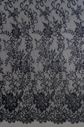3yds französische Spitze/ Braut florale Spitze Material/ schwarze Braut Spitze/ florale Hochzeit Spitze/ Chantilly Spitze// L23-619