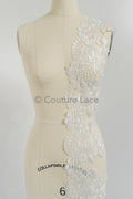 Off-white lace trim/ soft embroidered lace trim/ elegant lace border/ veil lace/ lace border // T23-044