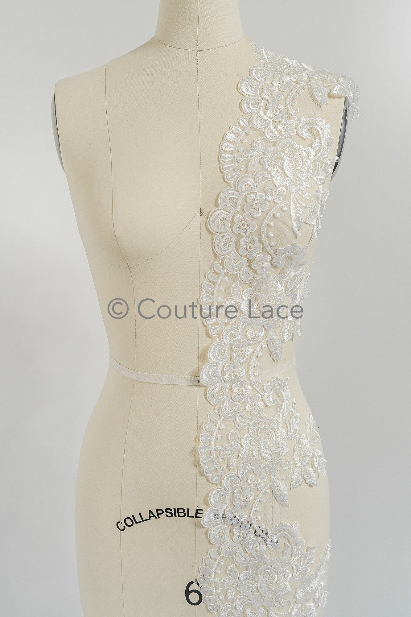 Off-white lace trim/ soft embroidered lace trim/ elegant lace border/ veil lace/ lace border // T23-044