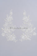 Perlen Braut Aufnäher / Perlen Blumen Applikation / Hochzeitskleid Spitze Applikation / Blatt Applikation// A23-230