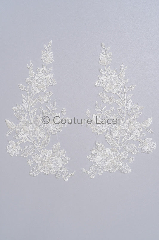 Perlen Braut Aufnäher / Perlen Blumen Applikation / Hochzeitskleid Spitze Applikation / Blatt Applikation// A23-230