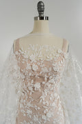 3D Blumen Spitzenstoff/ Braut Spitzenstoff/ romantischer Blumen Spitzenstoff mit 3D Blumen/ Hochzeit Spitzenstoff// L23-654