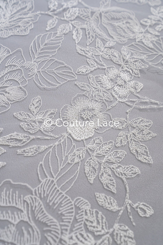 Floral bridal lace off-white/ bridal lace fabric/ floral wedding lace/ couture lace// L23-662