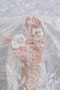 Floral bridal lace off-white/ bridal lace fabric/ floral wedding lace/ couture lace// L23-662