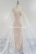 Blumen Braut Spitze Off-White/ Brautspitze Stoff mit Blumen/ Blumen Hochzeit Spitze/ Couture Spitze// L23-653