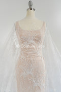 Blumen Braut Spitze Off-White/ Brautspitze Stoff mit Blumen/ Blumen Hochzeit Spitze/ Couture Spitze// L23-653