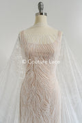 Perlen Spitzenstoff Off-White/ Couture Spitze Stoff/ Braut Spitze Stoff/ Perlenspitze // L23-655