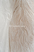 Perlen Spitzenstoff Off-White/ Couture Spitze Stoff/ Braut Spitze Stoff/ Perlenspitze // L23-655