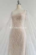 Perlen Spitzenstoff Off-White/ Couture Spitze Stoff/ Braut Spitze Stoff/ Perlenspitze // L23-655