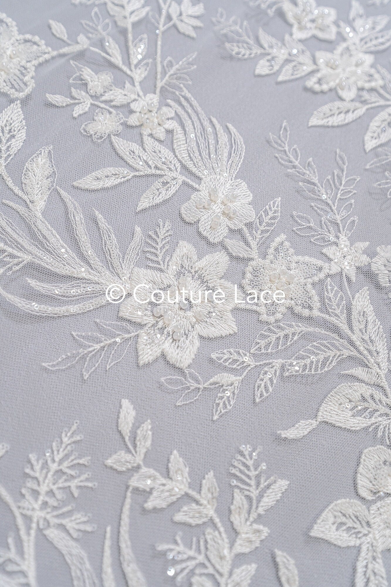 Perlen Spitzenstoff/ Couture Spitzenstoff mit Perlen/ Braut Spitzenstoff/ Perlen Spitze// L23-652