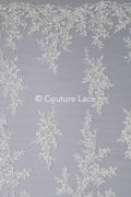 Blumen Perlen Spitzenstoff Off-White/ Couture Spitze Stoff/ Brautspitzenstoff mit Perlen & Pailletten/ Perlen Spitze// L23-656