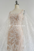 Blumen Perlen Spitzenstoff Off-White/ Couture Spitze Stoff/ Brautspitzenstoff mit Perlen & Pailletten/ Perlen Spitze// L23-656