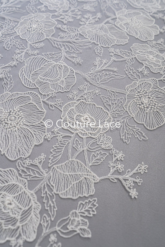 French floral lace/ bridal raschel lace/ French veil lace/ bridal chanitilly lace/ Edwardian lace // L23-660