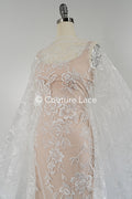 Floral bridal lace/ bridal lace fabric off-white/ bridal lace with sequins/ floral wedding lace/ couture lace// L23-661