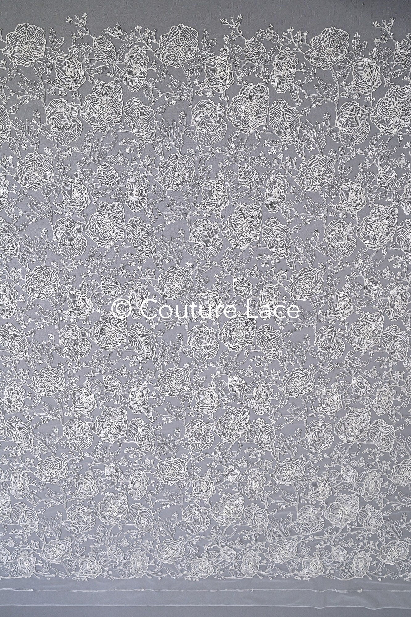 French floral lace/ bridal raschel lace/ French veil lace/ bridal chanitilly lace/ Edwardian lace // L23-660