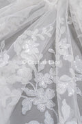 Blumen Braut Spitze Off-White/ Braut Spitzenstoff/ Blumen Hochzeit Spitze/ Couture Spitze// L23-552