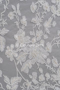 Beaded lace fabric/ Couture lace fabric with pearls, beads and pearl rows/ Bridal lace/ Beaded lace fabric// L23-637