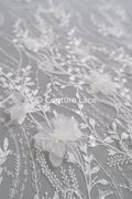 3D Blumen Spitzenstoff / Braut Spitzenstoff / Blumen Spitzenstoff mit 3D Blumen / Hochzeit Spitzenstoff / Hochzeitskleid Spitze / L23-584