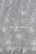 3D Blumen Spitzenstoff / Braut Spitzenstoff / Blumen Spitzenstoff mit 3D Blumen / Hochzeit Spitzenstoff / Hochzeitskleid Spitze / L23-584